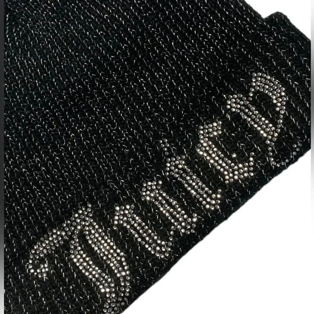 Juicy Couture Black Gray Shimmer Metallic Fold Over Beanie Hat